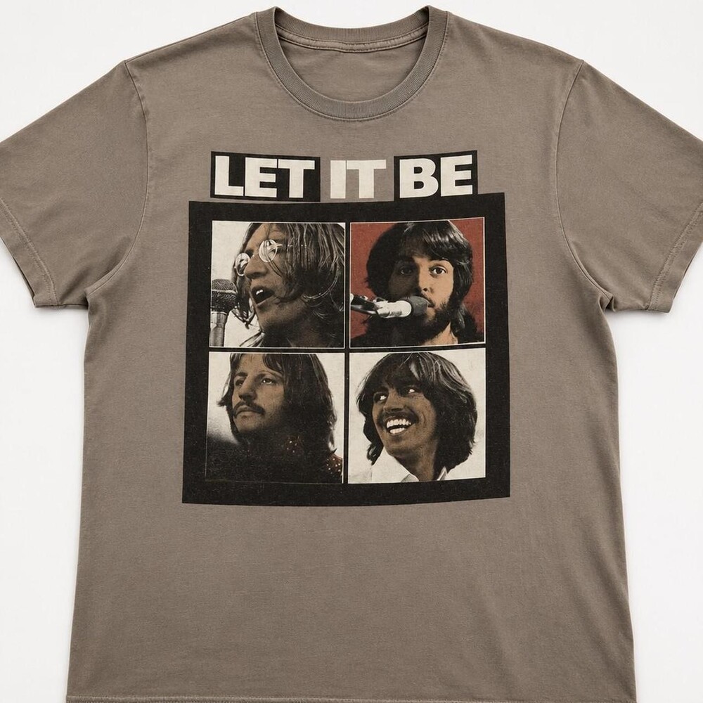 Brown Beatles Let It Be graphic tee with four portraits of the band members #bea